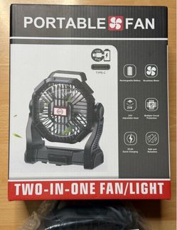 Camping Fan with LED Lantern USB Rechargeable Battery Powered Tent Fan Portable