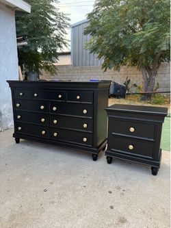 Black Dresser and Nightstand