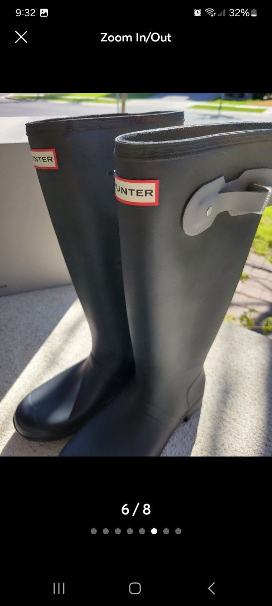 New Size 10 Womens Hinter Rubber Boots Original Tour Black Gray Nib