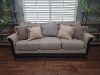 Sofa - Brown with 4 throw pillows