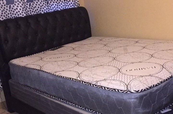 Queen-sized Bed frame with Mattress and Box spring
