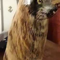 Hand-Carved Buffalo Horn Sculpture Figurine Dog or Wolf with Glass Eyes