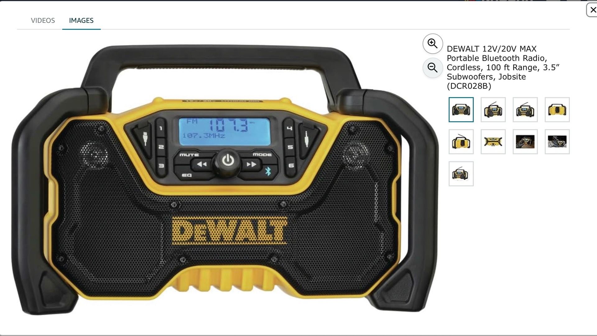DEWALT 12V/20V MAX Portable Bluetooth Radio, Cordless, 100 ft Range, 3.5” Subwoofers, Jobsite (DCR028B) Original box