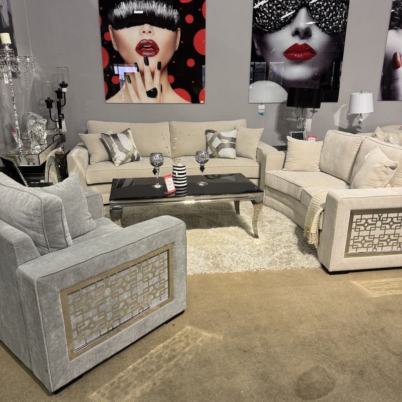 DelMar 1 Sofa,1 Loveseat, and 1 Chair Living Room Set / 3-piece