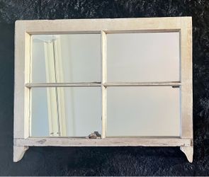 Vintage 4 Panel Reclaimed Wooden Farmhouse Window Mirror 24" x 30"