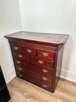 Dark Brown Chest of Drawers with Brass Hardware