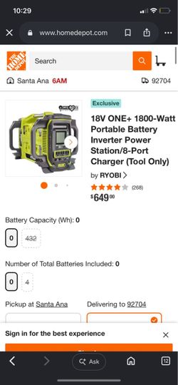 Ryobi 18V ONE+ 1800-Watt Portable Inverter Power Station