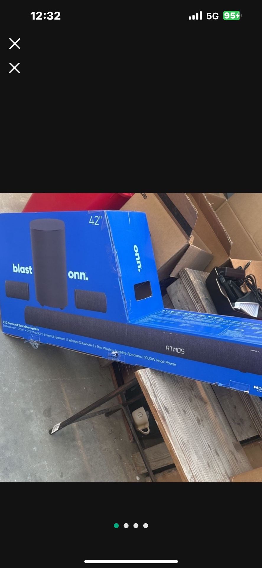onn. 5.1.2 Surround Soundbar with Dolby Atmos,Wireless Subwoofer and True Wireless Satellite Speakers, 42" Brand New Open Box Retails for $199 100%