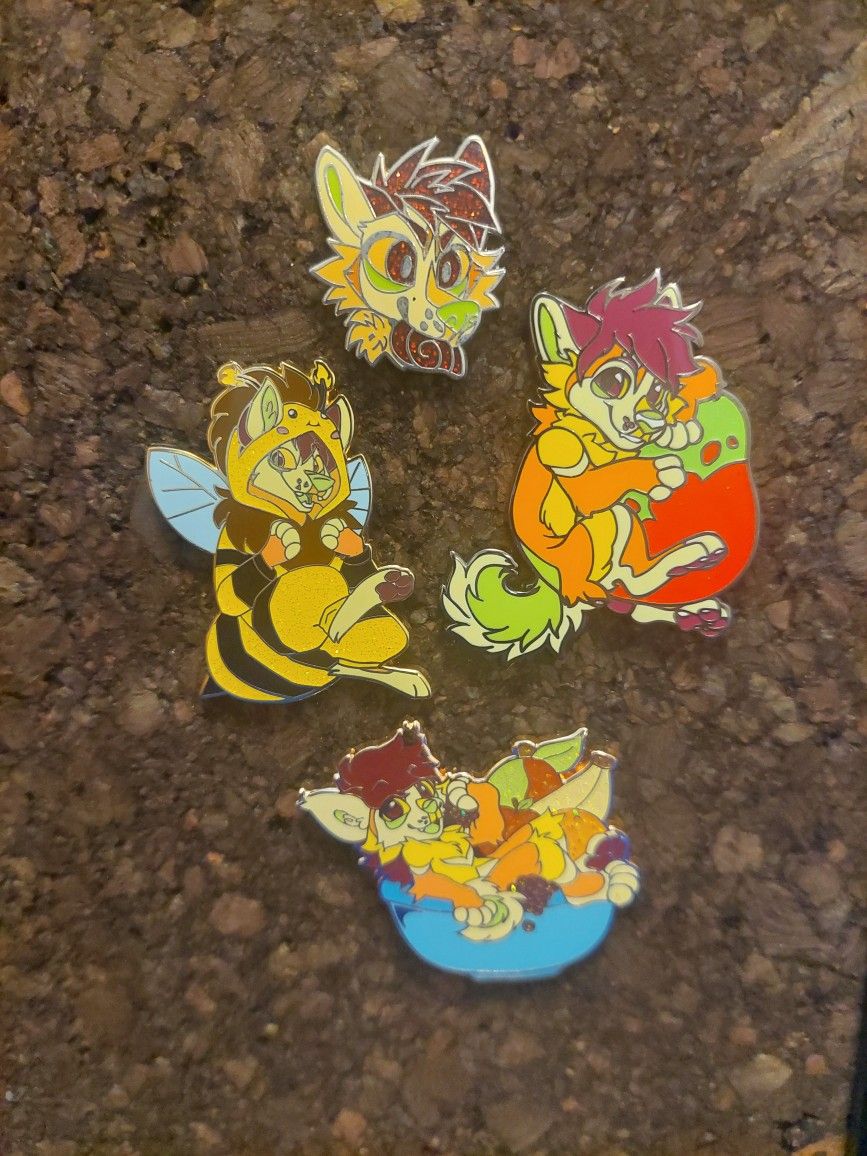 Limited Run Mango Fruit Husky Dog Pins