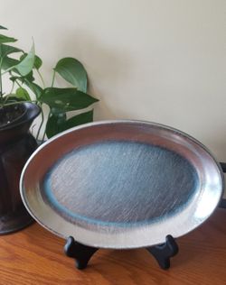 Vtg Skara Stal Oval Stainless Steel Platter