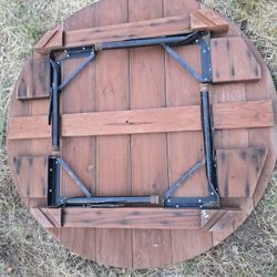 Wood Table With 4 Attached Legs
