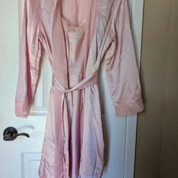 Morgan Taylor Night Robe With Camisole Slip Nightgown, pink, size small/medium