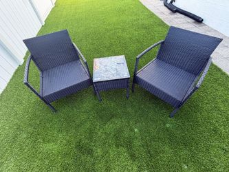 3-Piece Black Wicker Patio Furniture Set