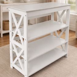 New Four-Tier Bookcase in White Wood Finish Already Assembled 