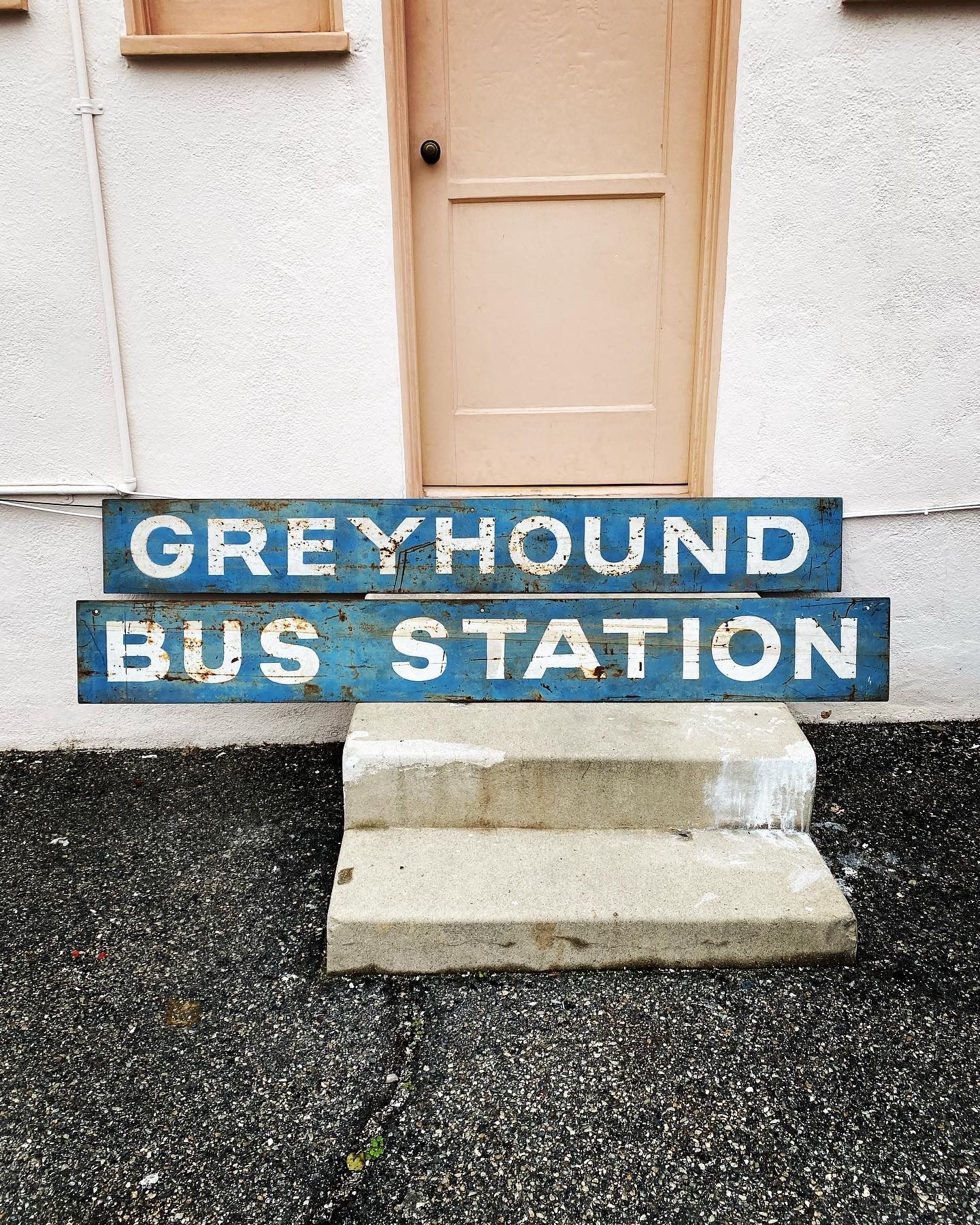 Antique Steel GREYHOUND BUS STATION sign