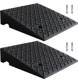 Wecarlle Rubber Curb Ramps for Driveway Sidewalks Shed Entry, 5 Inch Rise Height 2 Pack