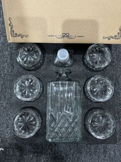 Diamond Design - Brand New Whisky Whiskey Decanter And 6 Whisky Glasses Bar Set For Liquor Scotch Bourbon Wine - Brand New