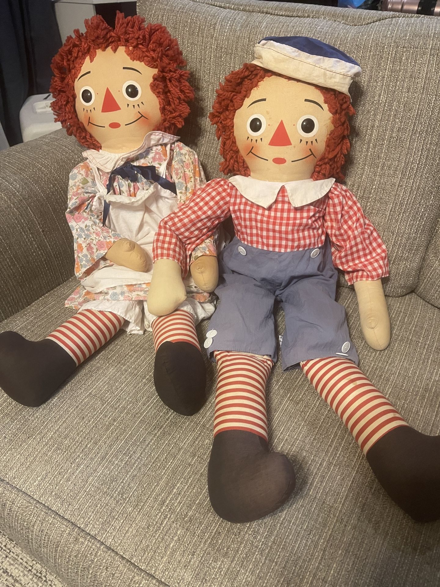 1970 Vintage 38” Raggedy Ann and Andy Knickerbocker Toy Co