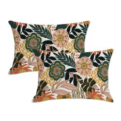 Floral Boho Outdoor Pillow Covers 12 X 20 New