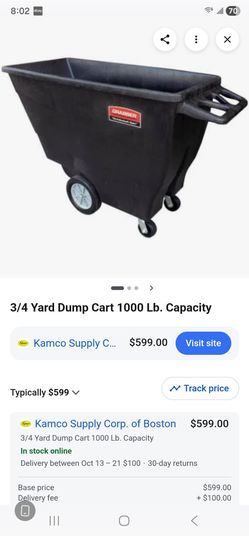 Grabber 3/4 Yard Dump Cart 1000 lb Capacity used Good