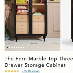 The Fern Marble Top Three-Drawer Storage Cabinet