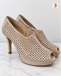Paul Green Perforated Peep-Toe Heels ā Taupe ā Size 8