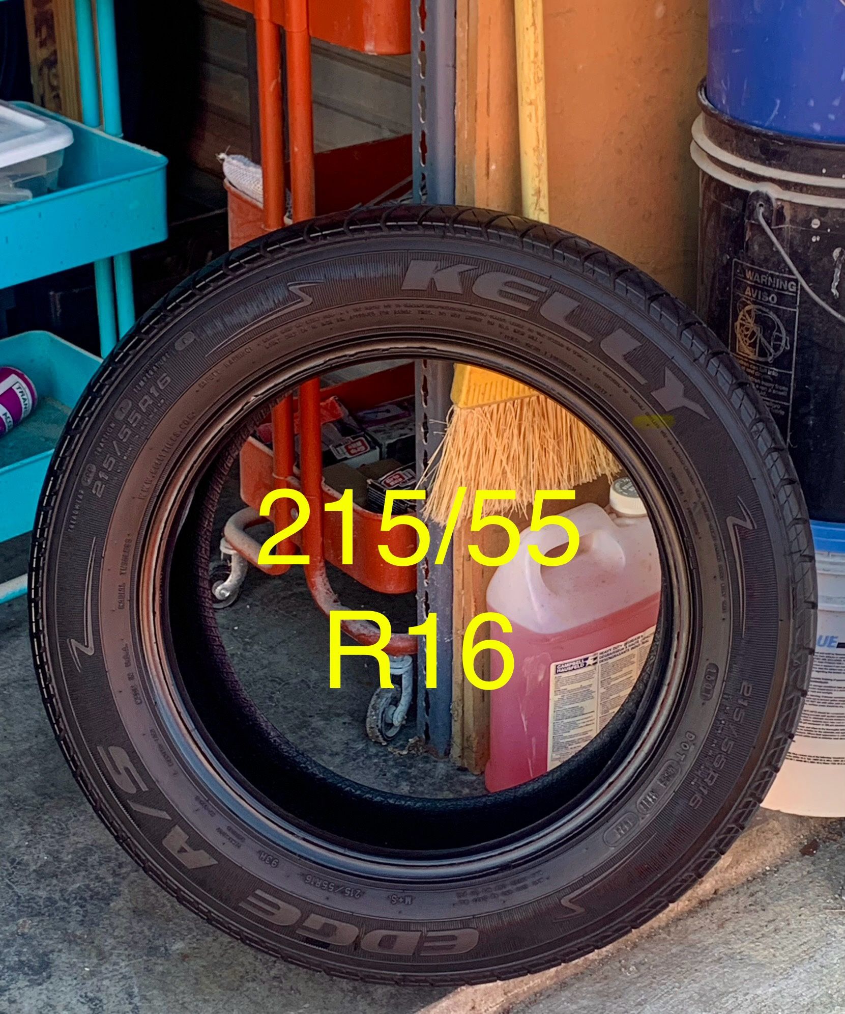 1 Used Tire Kelly Edge A/S 215/55R16 6/32 Tread. About 65% Tread Left.
