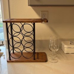 Wine Bottle Holder And Wine Glasses