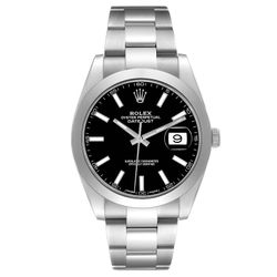 *2025 Men's Rolex 41mm DateJust Stainless Steel Watch with Black Dial and Smooth Bezel. (UNWORN Box/Card 126300)