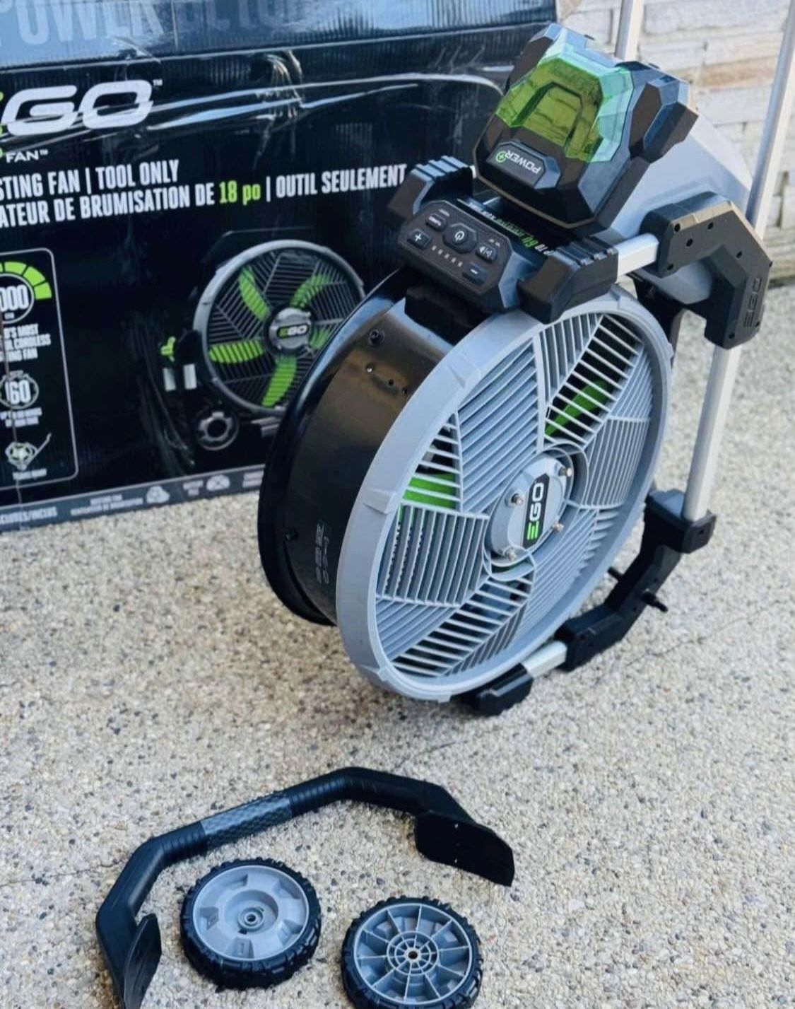 EGO 18-in 56-Volt 5-Speed High Velocity Indoor/Outdoor Grey Misting Floor Fan Tool only