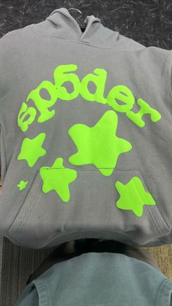 SP5DER Grey hoodie with green text - Adult S