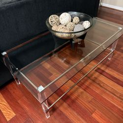 Modern Glass Coffee Table w/ Acrylic Legs – Minimalist