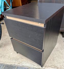 One Black 2 Drawer Nightstand