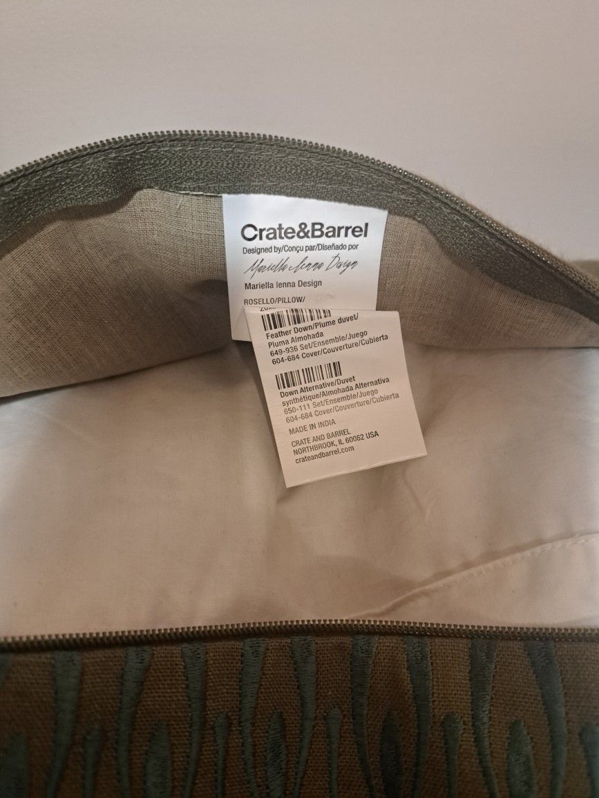 Crate And Barrel TEAL Pillow