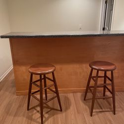 Set of 2 Wooden Bar Stools