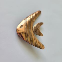 Vintage Copper Angel Fish Pin Brooch MCM Jewelry 