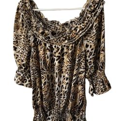 Grass  collection animal print Top Off The Shoulder Blouse.  All items come from a pet and smoke free home.  Measurements are in the pictures. Elevate