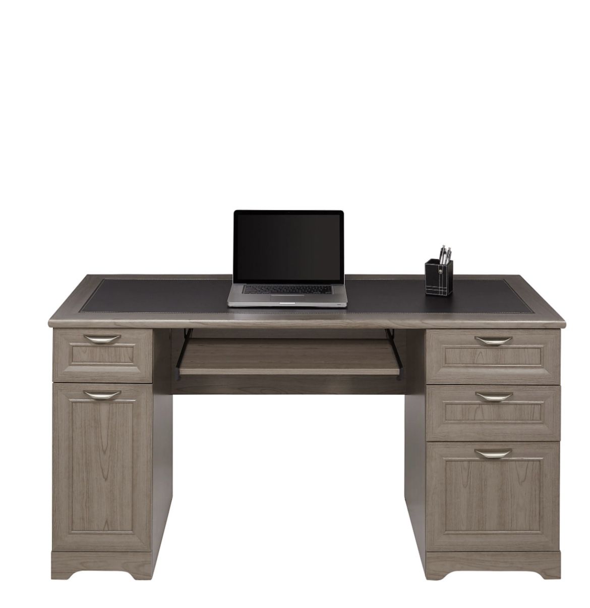 Realspace® Magellan 59"W Manager's Desk, Gray With 58”W Hutch Gray