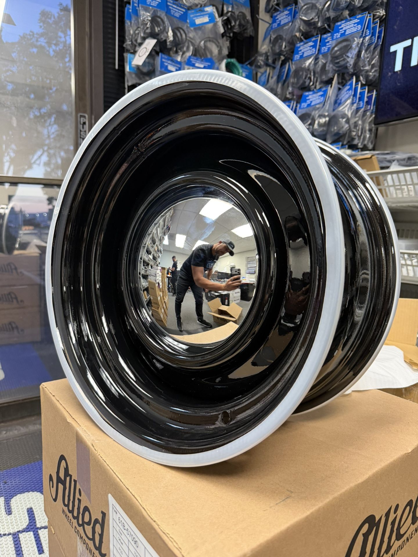 (Set of 4) Allied Wheel 61B Smoothie 15x7 5x4.5"/5x4.75" +3mm Black Wheels Rims