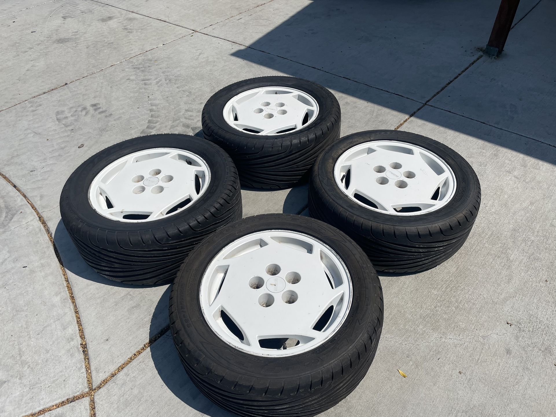 White Mazda RX7 FC 10th AE Turbo II Wheels and Tires RX-7 FC3S 5x114.3