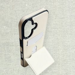 iPhone 17 Wallet Case w/ Card Holder & Stand - Cream/Black