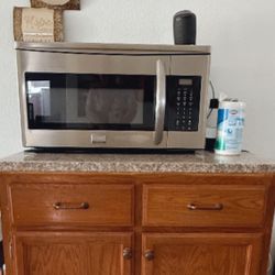 Microwave, and table 