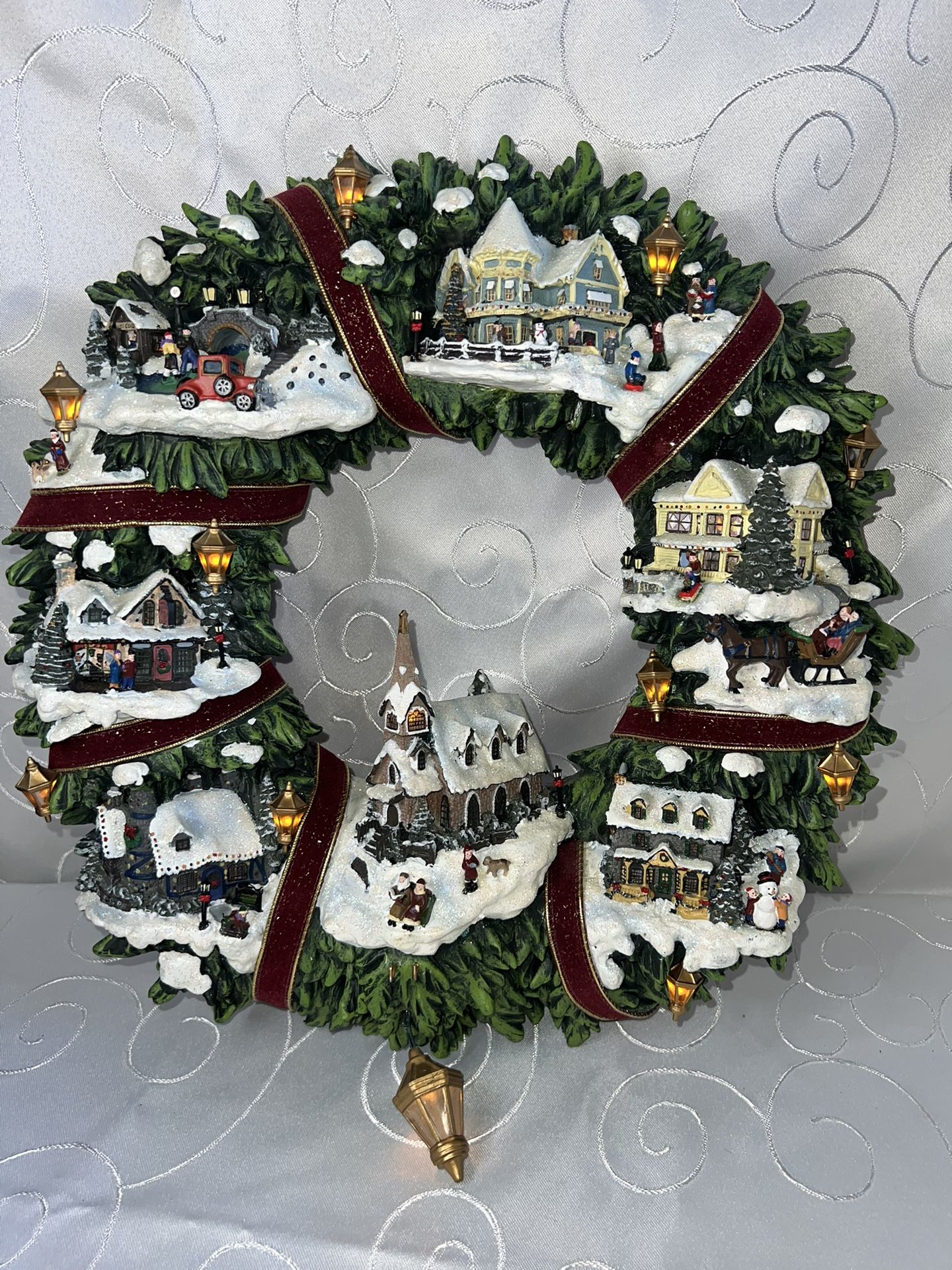 Thomas Kinkade Christmas Light Up Wreath