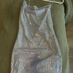 Blue And Silver Glitter Dress