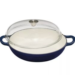 Cast Iron Shallow Casserole Braiser - Blue