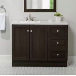 Bannister 43 in. Single Sink Dusk Bath Vanity with White Cultured Marble Top (Assembled)