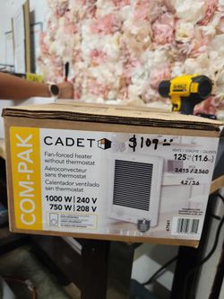 Cadet
240-volt 1,000-watt Com-Pak In-wall Fan-forced Electric Heater in White