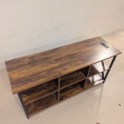Media Console TV Stand w Power Outlets & Shelves