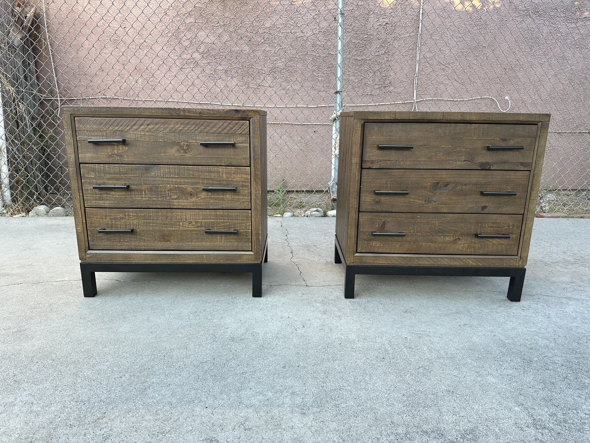 Rustic Modern Bedside Tables End Tables Nightstands Set Of (2)