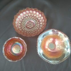 Set Of 3 Vintage Fenton Iridescent Bowls 